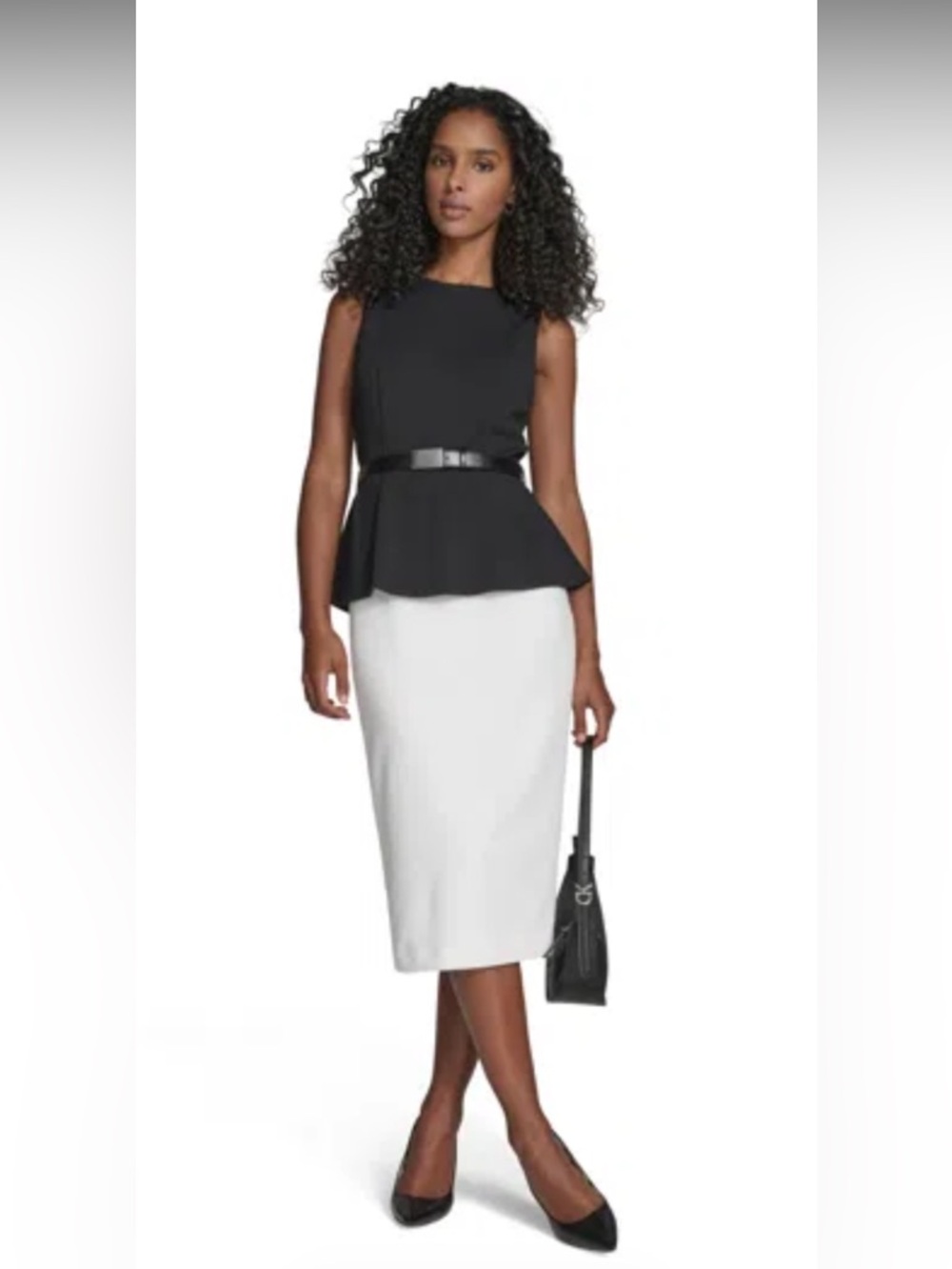 Black Peplum Shell Top with Belt size 8